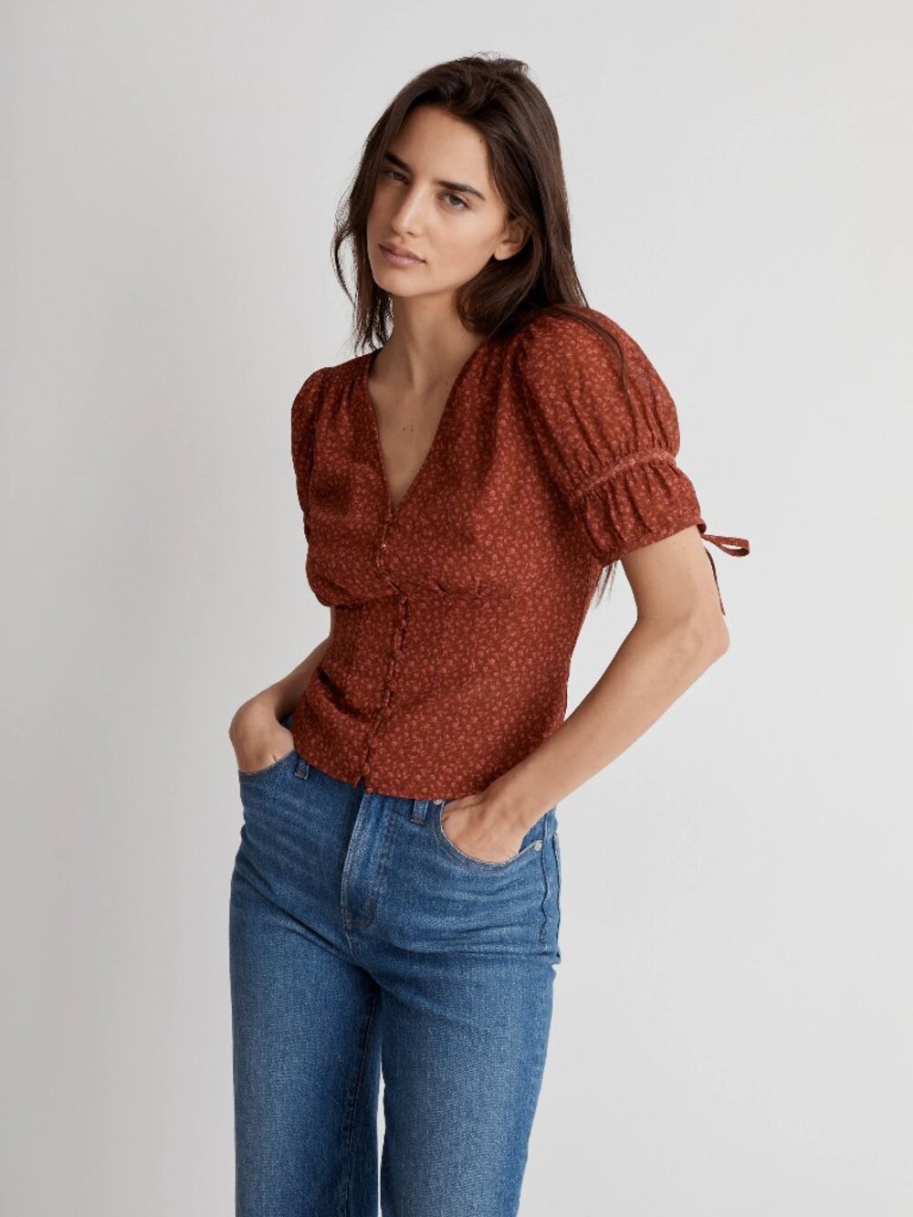 Madewell Recycled Georgette Button-Front Top